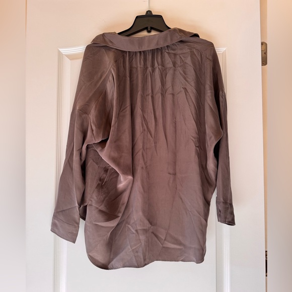 Vince Taupe Silk Long Sleeve Blouse - Picture 3 of 4